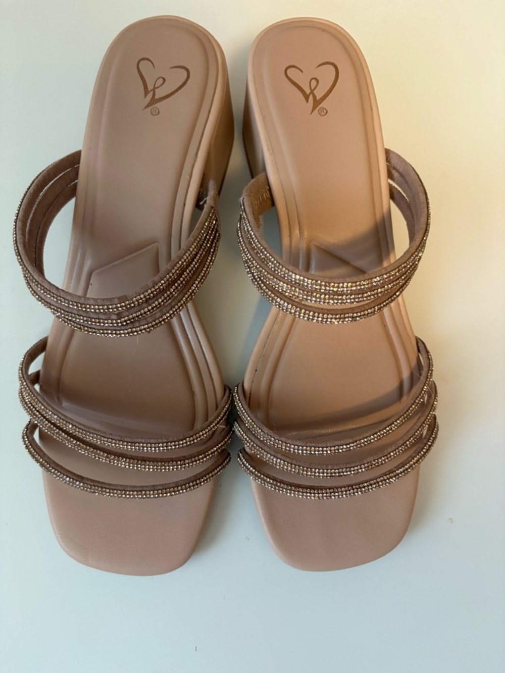 Windsor Blush Beaded Slide Heels